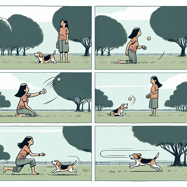 dog playing a full game of fetch with its owner