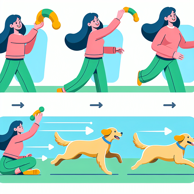 person throwing a toy for a dog to chase