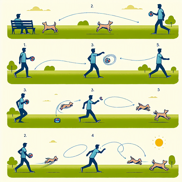 owner repeatedly tossing a toy for a dog in a sunny park