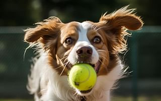 How can I prevent my dog from chewing and swallowing tennis balls during fetch?