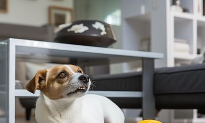 How can I prevent my dog's ball from getting lost under furniture?
