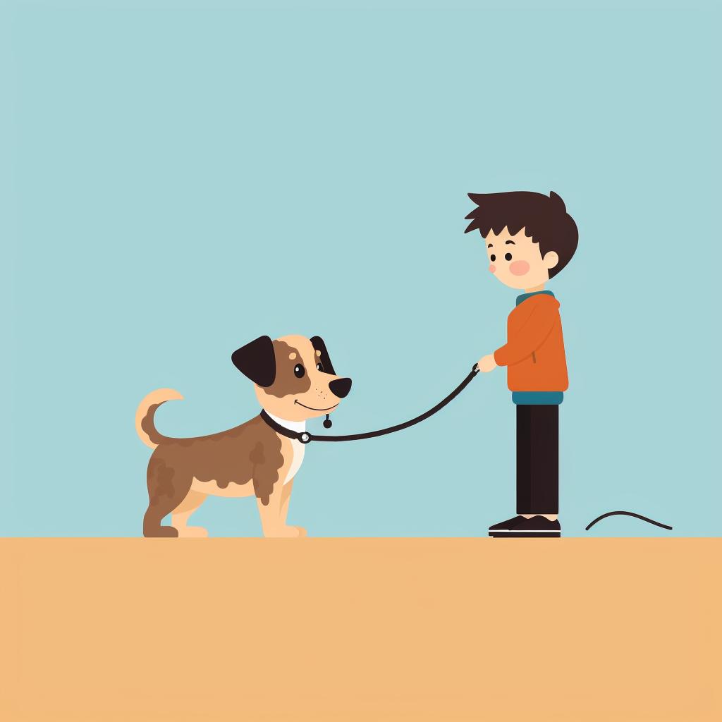 Puppy sniffing a leash