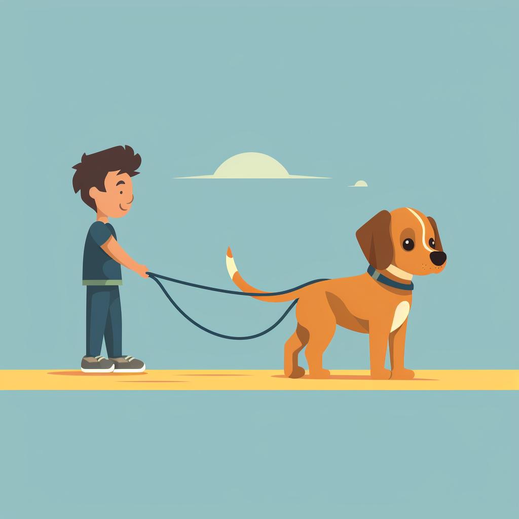 Puppy walking on a leash outside