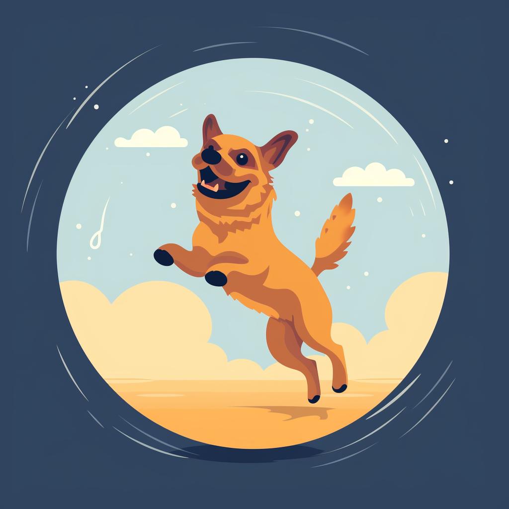 Dog jumping high to catch a flying disc