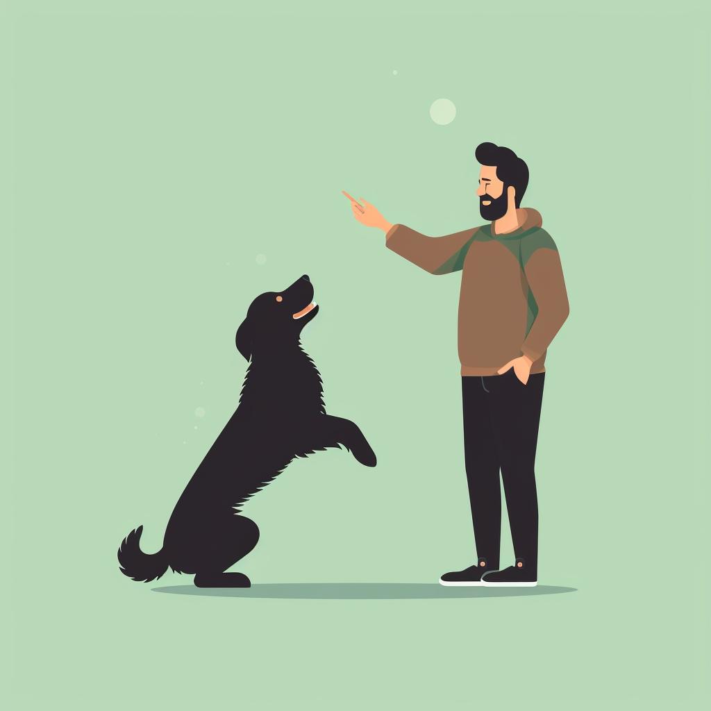 A person practicing 'drop' command with their dog