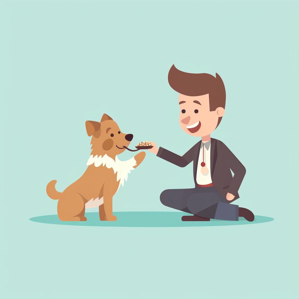 Owner rewarding dog with a treat
